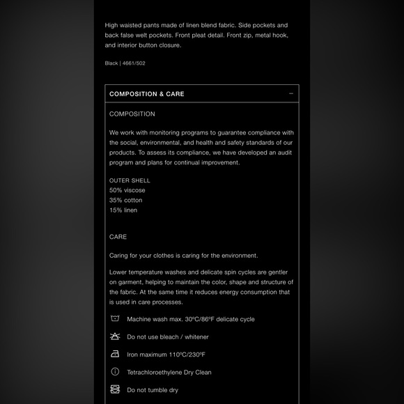 NWOT - Zara black linen blend full length pants - Picture 8 of 8